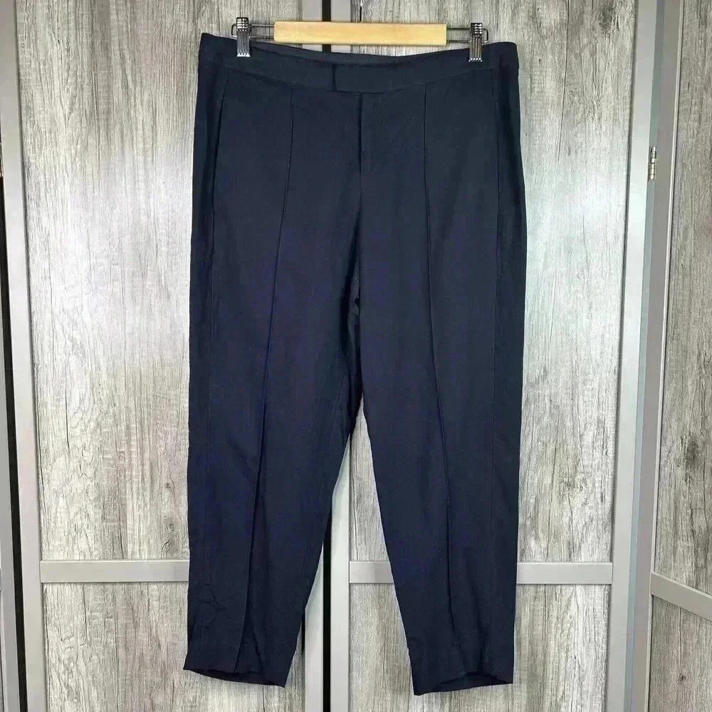 Helmut Lang Womens Pants 8 Black Colot Tapered Leg Pockets Made in USA